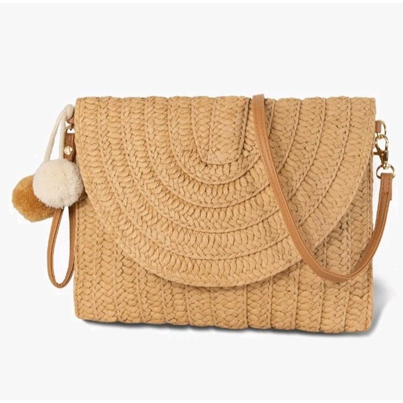 Straw Crossbody Bag Summer Beach Woven Shoulder Handbag Purse Summer Vacation - Picture 1 of 16